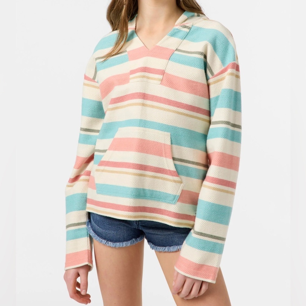 O'Neill Josey Baja-style Pastel Striped Girls Hoodie Large